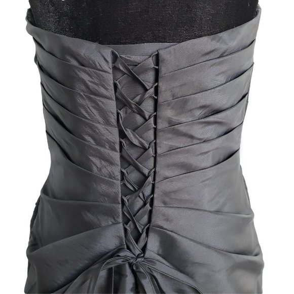 Black Shoulder-less Corsetted Dress size 8 (approx) - Picture 5 of 8